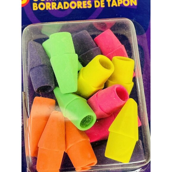 Vintage 1999 Pentech Rubz Eraser Cap Toppers Multi-Color 15 Pieces Open Box - Picture 9 of 9